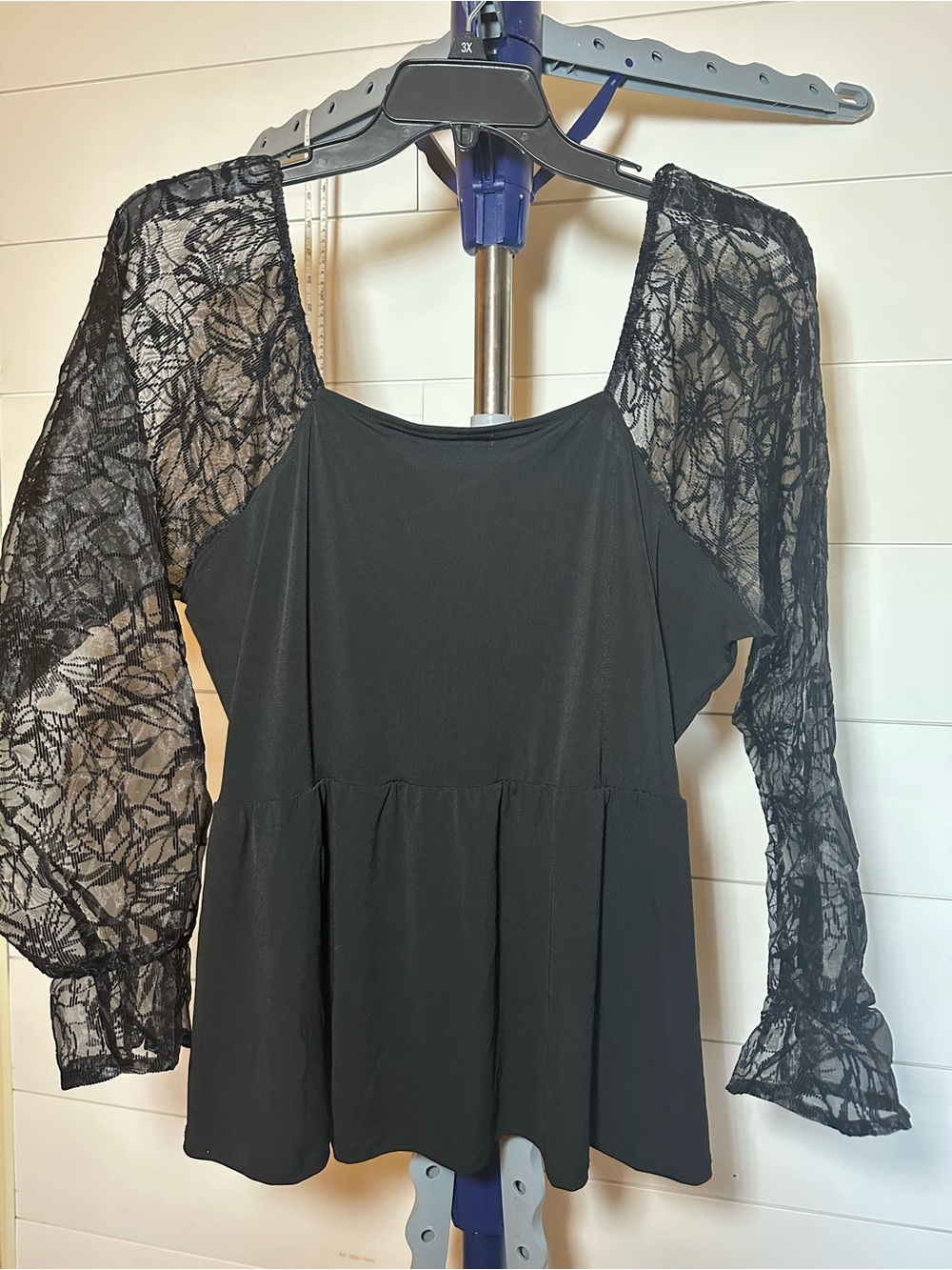 #146 Black Lace Sleeve Women’s Top